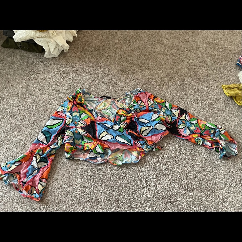Zara tie printed shirt